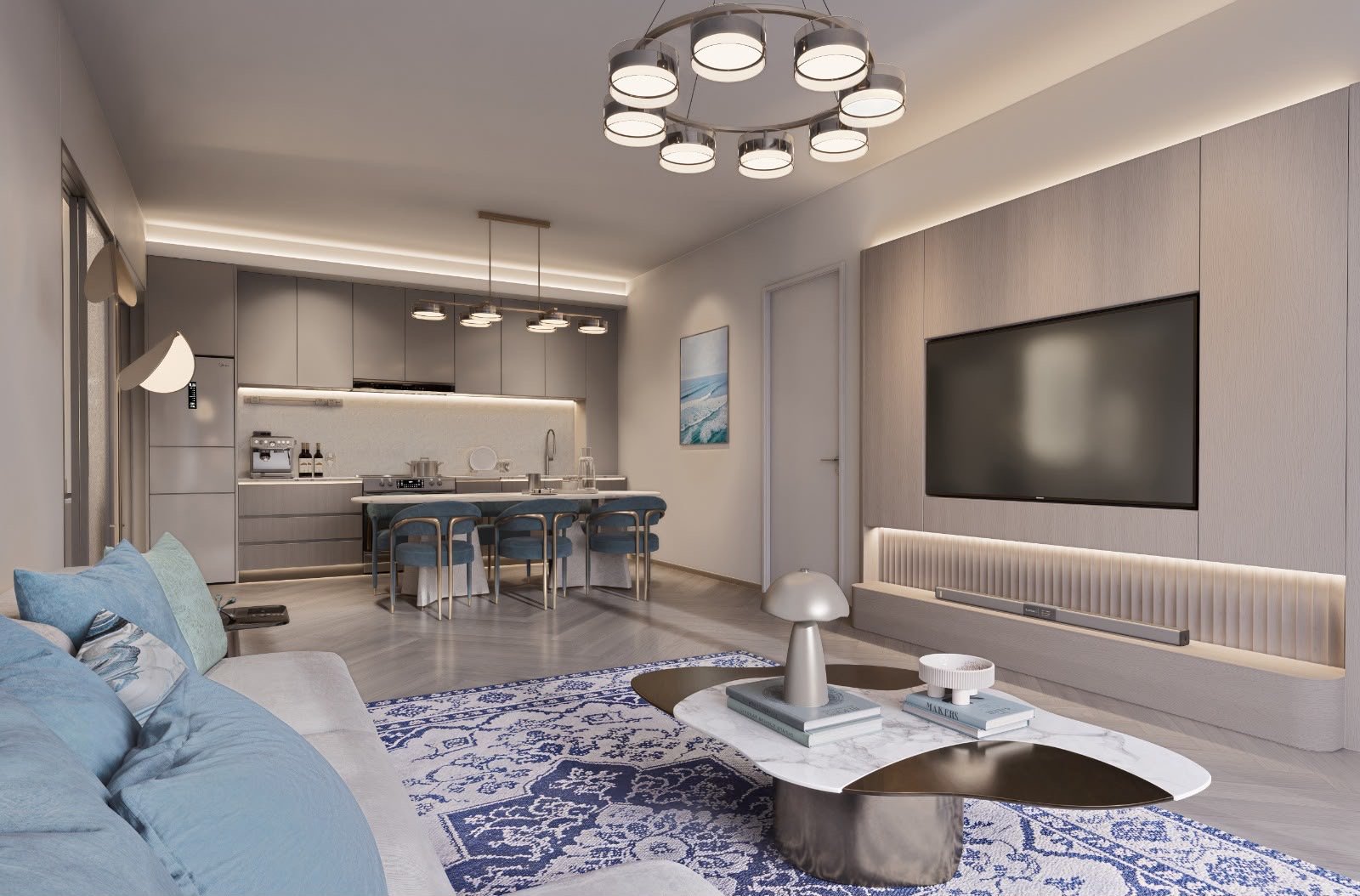 Spacious Living room area of 3 bedrooms at Santorini Residences in westlands